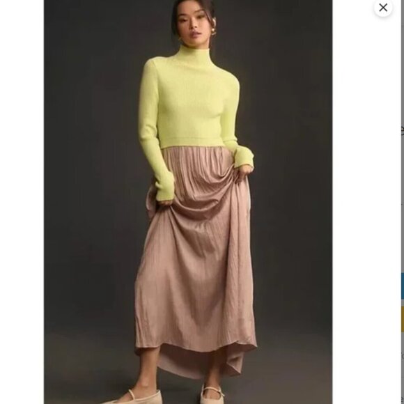 NWT ANTHROPOLOGIE The Thea Twofer Sweaterdress in Neutral Size SMALL - Picture 1 of 11